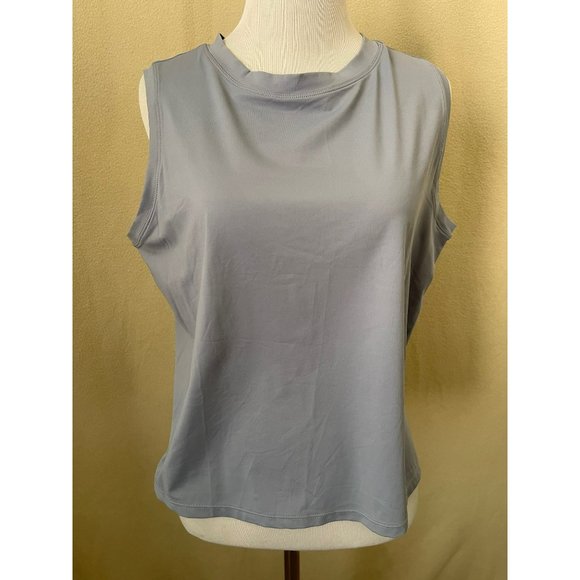 Unisex Sleeveless Gray Breathable Cooling Workout / Running Crop Tank Top - Picture 9 of 12